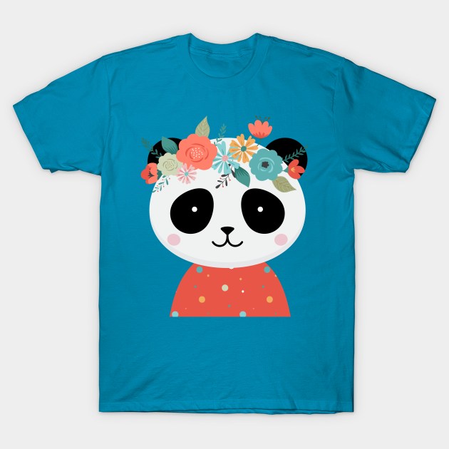 Floral Panda T-Shirt by JunkyDotCom